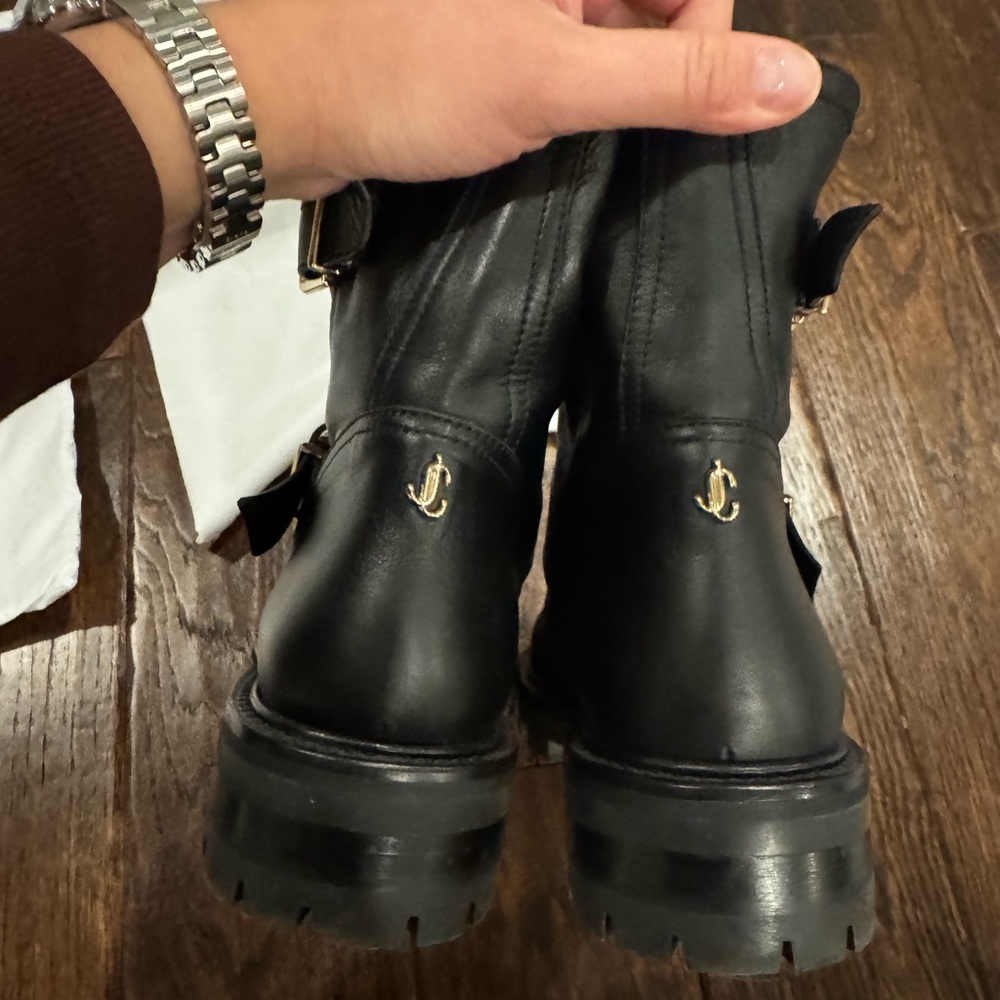 Jimmy Choo Youth II Black Leather Boots Women - Picture 7 of 13